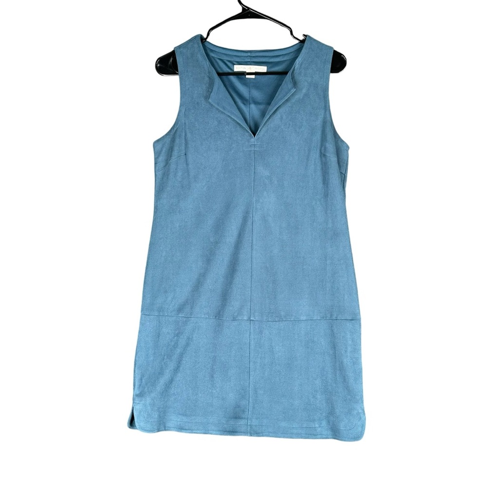 Boston Proper Women’s 8 Blue Faux Suede Sheath Dress Office Career Classic‎